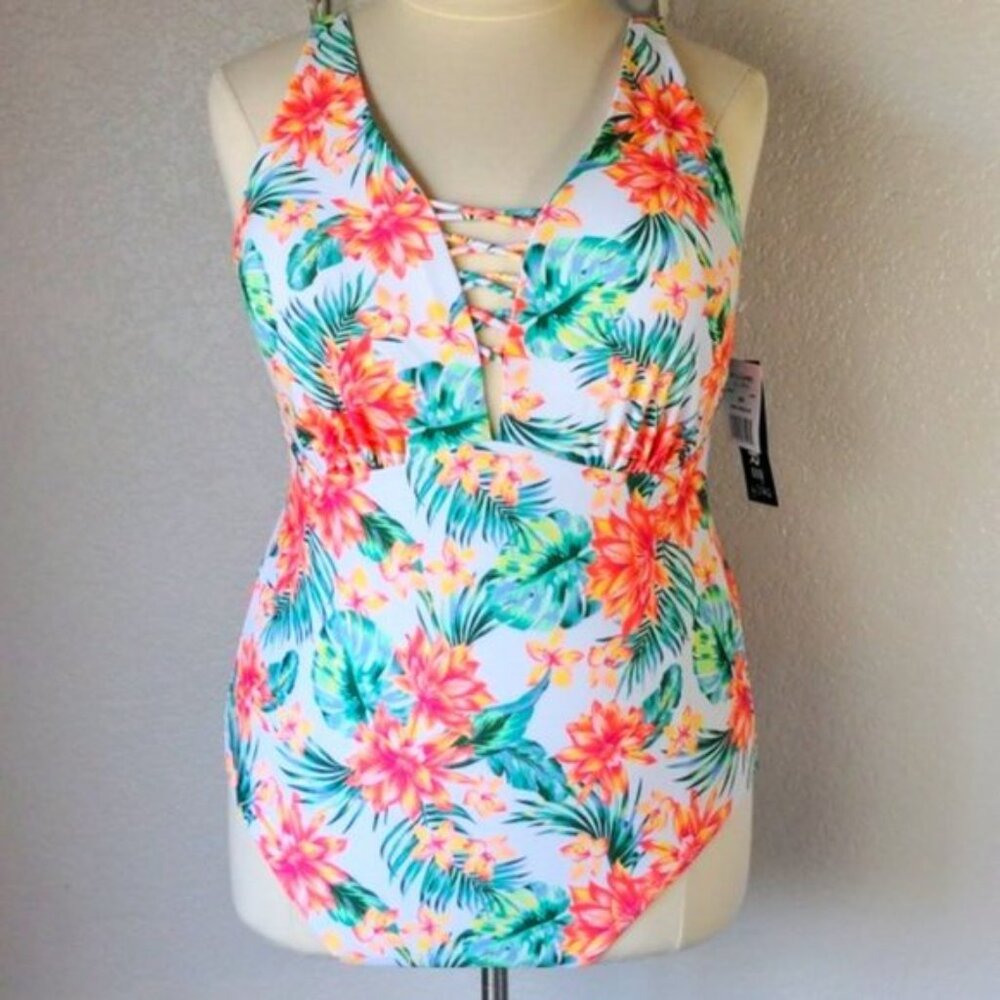 Allure  3X One Piece Swimsuit Fully Lined Tummy Control Old Money Florals